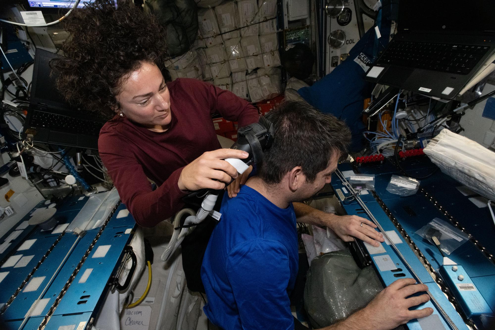 Astronaut haircut: microgravity’s practical challenge.